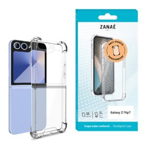 Coque transparente antichoc ZANAÉ pour Samsung Galaxy Z Flip7, protection TPU souple et élégante.