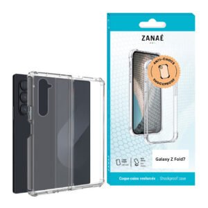 Coque transparente antichoc ZANAÉ pour Samsung Galaxy Z Fold7 avec emballage élégant.