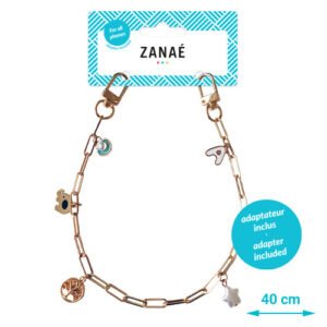 Chaîne dorée ZANAÉ 40 cm avec breloques colorées émaillées, accessoire tendance et polyvalent.