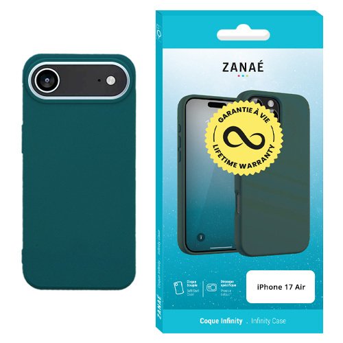 Coque ZANAÉ bleu sarcelle pour iPhone 17 Air avec garantie à vie élégante et durable.