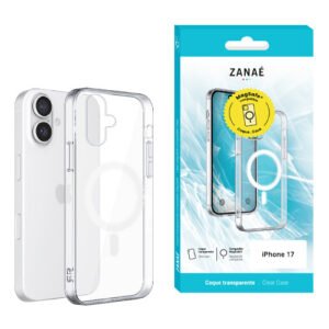 Coque transparente MagSafe ZANAÉ pour iPhone 17, protection élégante et compatibilité sans fil.