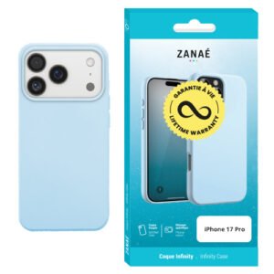 Coque iPhone 17 Pro ZANAÉ bleu clair avec garantie à vie et design élégant