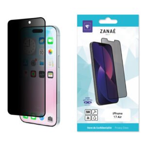 Verre trempe de confidentialite pour iPhone Air, Noir