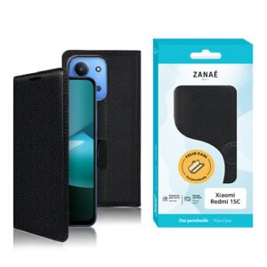 Etui Portefeuille Zanae pour Redmi 15C, noir