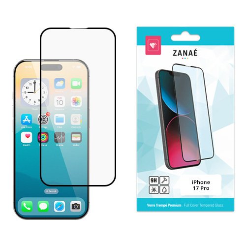 Verre trempe Full Cover pour iPhone 17 Pro, Noir
