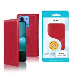 Etui Portefeuille Zanae pour Redmi 15C, rouge