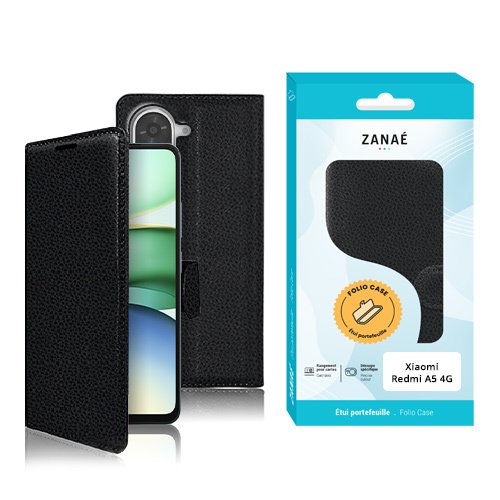 Etui Portefeuille Zanae pour Redmi A5 4G, Noir