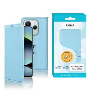 Etui Portefeuille Zanae pour Redmi Note 14 5G / Poco M7 Pro 5G, Bleu clair