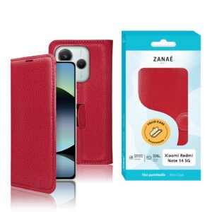 Etui Portefeuille Zanae pour Redmi Note 14 5G / Poco M7 Pro 5G, Rouge