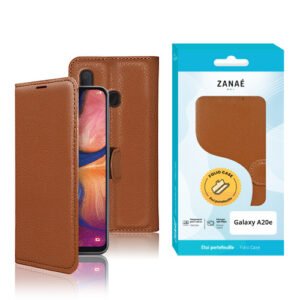 Etui Portefeuille Zanae pour Samsung Galaxy A20e, Marron