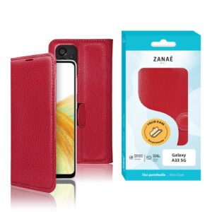 Etui Portefeuille Zanae pour Samsung Galaxy A33 5G, Rouge