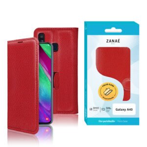 Etui Portefeuille Zanae pour Samsung Galaxy A40, Rouge