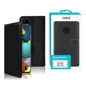 Etui Portefeuille Zanae pour Samsung Galaxy A51 5G, Noir