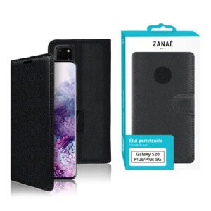 Etui Portefeuille Zanae pour Samsung Galaxy S20 Plus, Noir