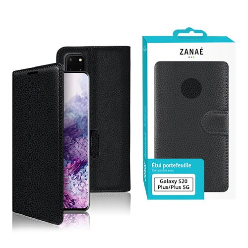 Etui Portefeuille Zanae pour Samsung Galaxy S20 Plus, Noir