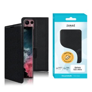 Etui Portefeuille Zanae pour Samsung Galaxy S22 Ultra, Noir