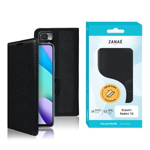 Etui Portefeuille Zanae pour Xiaomi Redmi 10, Noir