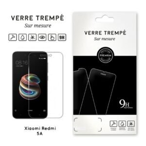 Verre trempé 9H premium sur mesure pour Xiaomi Redmi 5A avec emballage élégant blanc et noir