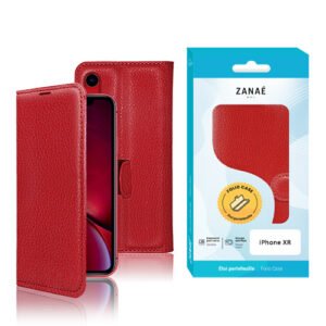 Etui Portefeuille Zanae pour iPhone XR, Rouge