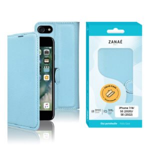 Etui portefeuille pour iPhone 7 / 8 / SE (2020) / SE (2022), Bleu clair