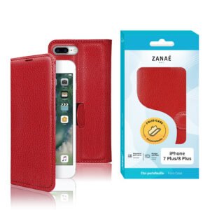 Etui Portefeuille Zanae pour iPhone 7 Plus / 8 Plus,  Rouge