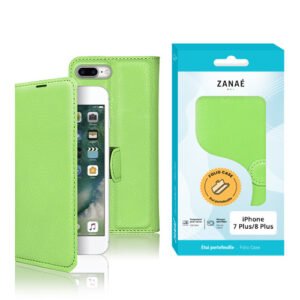 Etui Portefeuille Zanae pour iPhone 7 Plus / 8 Plus, Vert