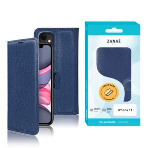 Etui Portefeuille Zanae pour iPhone 11, Marine