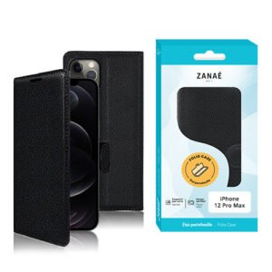 Etui Portefeuille Zanae pour iPhone 12 Pro Max, Noir