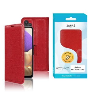Etui Portefeuille Zanae pour Galaxy A32 5G / M32 5G, Rouge