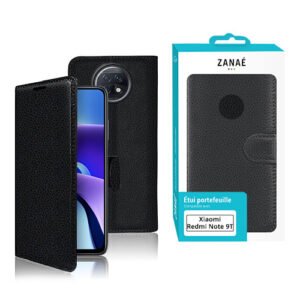 Etui Portefeuille Zanae pour Xiaomi Redmi Note 9T, Noir
