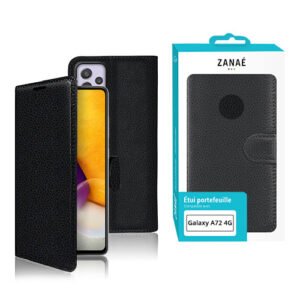 Etui Portefeuille Zanae pour Samsung Galaxy A72 4G, Noir