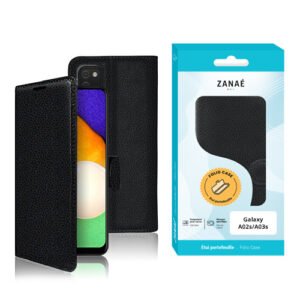 Etui Portefeuille Zanae pour Galaxy A02s / A03s, Noir