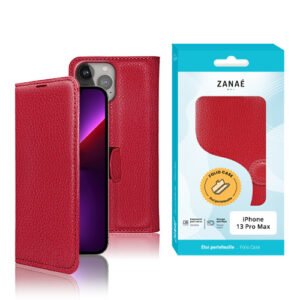 Etui Portefeuille Zanae pour iPhone 13 Pro Max, Rouge