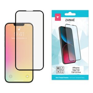 Verre trempe Full Cover pour iPhone 17e / 16e / 14 / 13 / 13 Pro, Noir