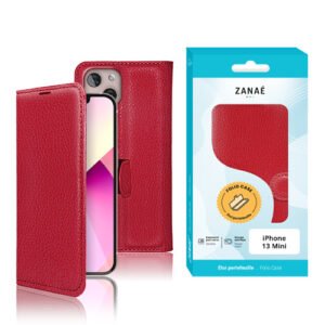 Etui Portefeuille Zanae pour iPhone 13 mini, Rouge