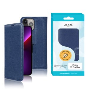 Etui Portefeuille Zanae pour iPhone 13 Pro Max, Marine