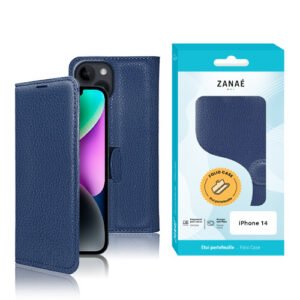 Etui Portefeuille Zanae pour iPhone 14, Marine