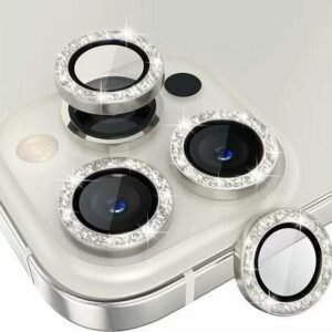 Verres Camera pailletes Argent pour iPhone 14 / 14 Plus