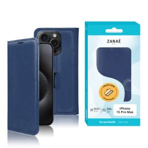Etui Portefeuille Zanae pour iPhone 15 Pro Max, Marine