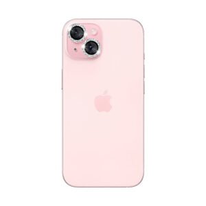 Verres Camera pailletes Argent pour iPhone 15 / 15 Plus