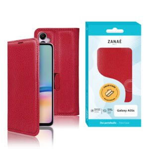 Etui Portefeuille Zanae pour Galaxy A05s, Rouge
