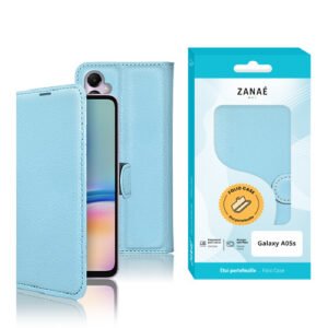 Etui Portefeuille Zanae pour Galaxy A05s, Bleu clair