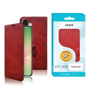 Portefeuille Zanae Columbia pour Galaxy A57, rouge