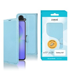 Etui Portefeuille Zanae pour Galaxy A37, bleu clair