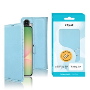 Etui Portefeuille Zanae pour Galaxy A57, bleu clair