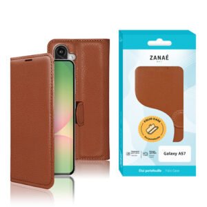 Etui Portefeuille Zanae pour Galaxy A57, marron