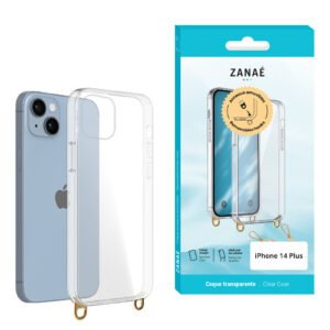 Coque transparente avec anneaux amovibles pour iPhone 14 Plus, transparent