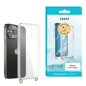Coque transparente avec anneaux amovibles pour iPhone 13 Pro Max, transparent