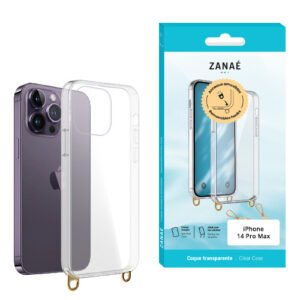 Coque transparente avec anneaux amovibles pour iPhone 14 Pro Max, transparent