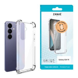 Coque Silicone transparent avec coins renforces pour Galaxy S26 FE, transparent